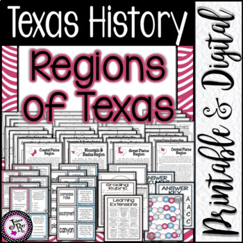 Preview of Texas History / Regions of Texas / Unit 1 / Printable & Digital