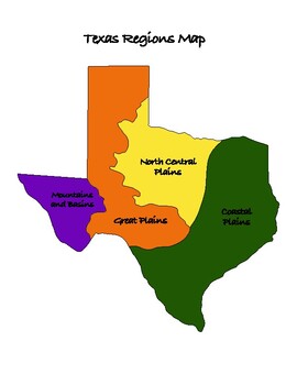 Preview of Texas History: Regions of Texas Map