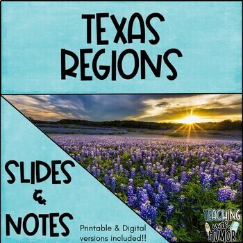 Preview of Texas Regions Slides & Notes - Regions of Texas distance learning options!