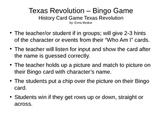 Texas Revolution Bingo Cards Pt 2