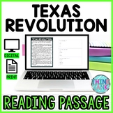 Texas Revolution DIGITAL Reading Passage & Questions Self Grading