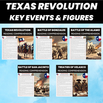 Preview of Texas Revolution Events and Figures Reading Comprehension Bundle