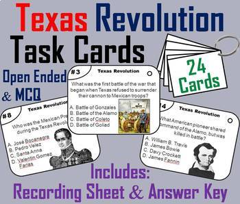 Preview of Texas Revolution Task Cards Activity (Battle of the Alamo, Davy Crockett etc)