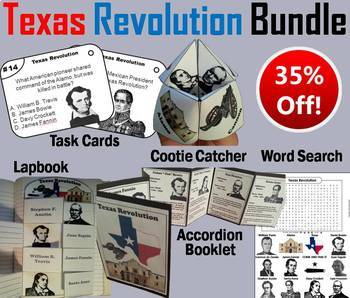 Preview of Texas Revolution Task Cards & Activities (Alamo, Davy Crockett, etc.)