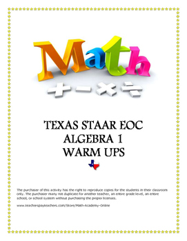 Preview of Texas STAAR EOC Algebra 1 - Warm Ups