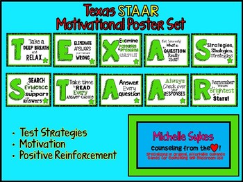 Preview of Texas STAAR Motivational Poster Set Green