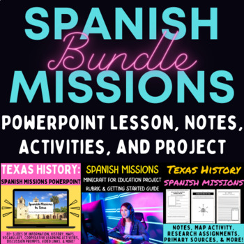 Preview of Texas Spanish Missions PowerPoint Lesson, Project, Notes, Activities, and MORE