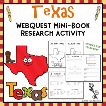 Preview of Texas Webquest Worksheets Mini Book Internet Reading Research