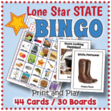 Texas State Symbols BINGO & Memory Matching Card Game Activity