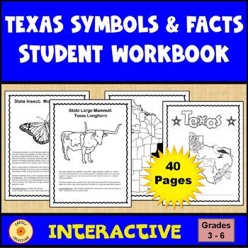 Preview of Texas State Symbols and Important Facts Interactive Student Workbook
