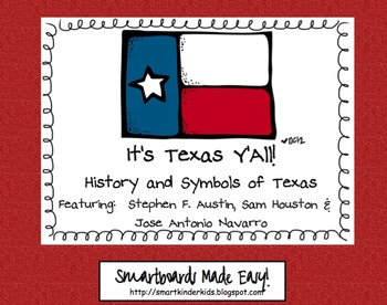 Preview of Texas Symbols & Jose Antonio Navarro, Houston, Austin - SMARTboard
