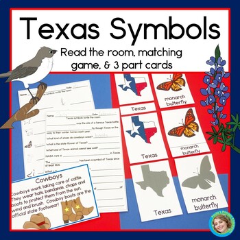 Preview of Texas State Symbols Read and Write the Room Matching Game Reading Comprehension