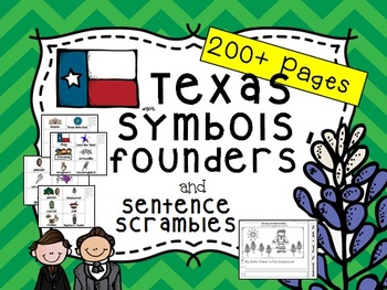 Preview of Texas State Symbols and Sentence Scramble (Plus Austin and Navarro)