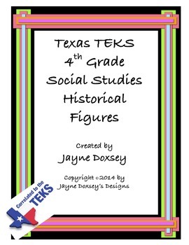 Preview of Texas TEKS 4th Grade Historical Figures