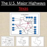 Texas, US State Major Highways Map Geography