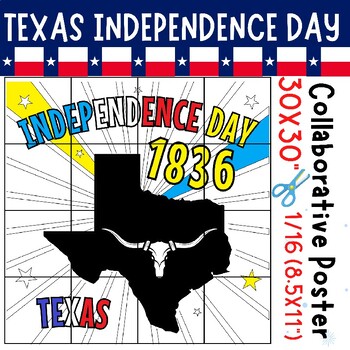 Preview of Texas independence day Collaborative Coloring Poster  Pop Art Project - 2 March
