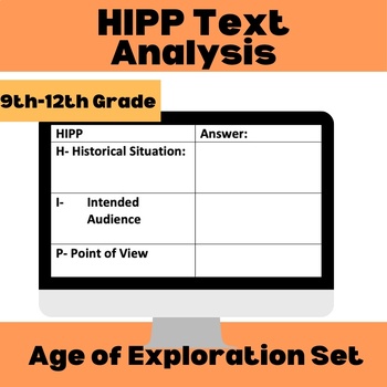 Preview of HIPP Text Analysis: World History| Exploration | 9th, 10th, 11th, 12th Grade
