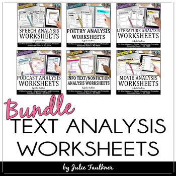 Preview of Text Analysis Worksheets/Graphic Organizers BUNDLE, Digital and Printable