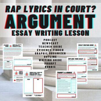 Preview of Text Based Argument Writing Essay Lesson Prompt: Rap Lyrics As Evidence