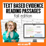Text Evidence Fall Reading Passages - Fluency, Comprehension, Writing