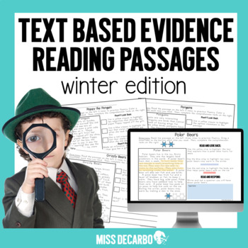 Preview of Winter Reading Passages Text Evidence