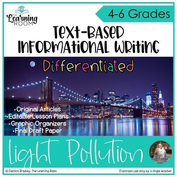 Preview of Text Based Informational Writing: Light pollution writing prompt