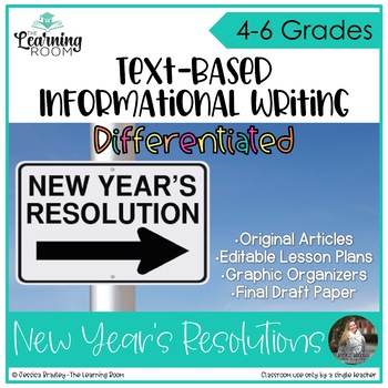 Preview of Text-Based Informational Writing Prompts With Articles: New Year's Resolutions