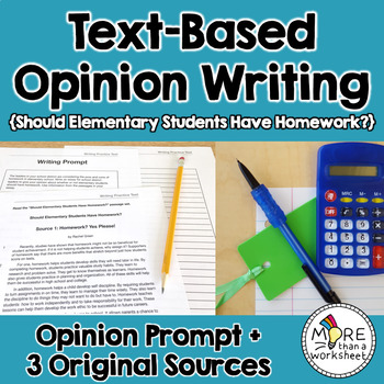 Preview of Text-Based Opinion Writing Practice (Should Elementary Students Have Homework?)