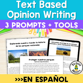 Preview of Text Based Opinion Writing Prompts in Spanish for 4th 5th Grade
