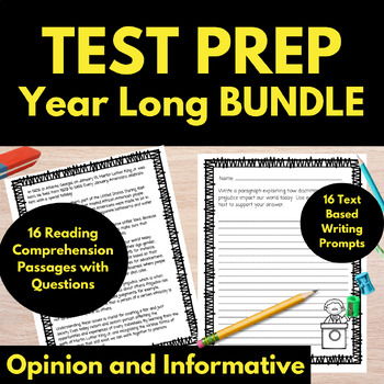 Preview of Text Prep Reading Passages with a Writing Prompt Comprehension Testing BUNDLE