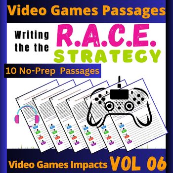 Preview of Text Based Race writing prompt, Video games with RACE writing organizer