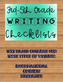 Preview of Text Based Three Modes of Writing Outline Checklists