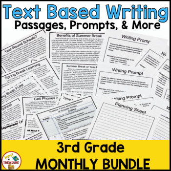 Preview of Text Based Writing and Reading Monthly Passages and Prompts