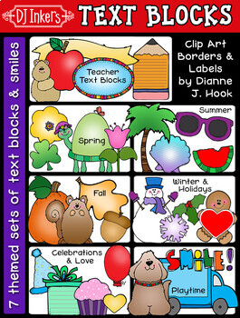 Preview of Text Blocks Clip Art Borders, Notes & Labels by DJ Inkers - 7 download bundle