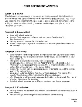 Preview of Text Dependent Analysis TDA