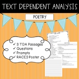 Text Dependent Analysis - TDA - Poetry Passages, Prompts a