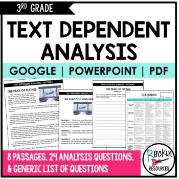 Preview of 3rd Grade Text Dependent Analysis - TDA Text Evidence Writing