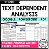 3rd Grade Text Dependent Analysis - TDA Text Evidence Writing