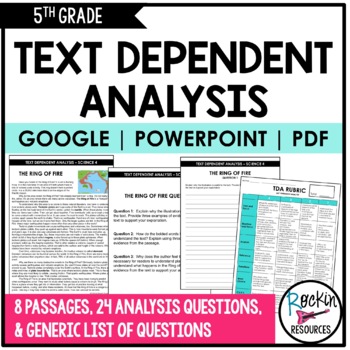 Preview of 5th Grade Text Dependent Analysis - TDA Text Evidence Writing