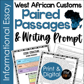 Preview of Paired passages with writing prompts informational Writing Prompt Africa