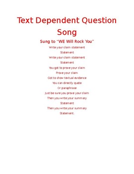 Preview of Text Dependent Question Song