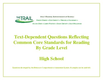 Preview of Text-Dependent Question Stems--9-10 ELA