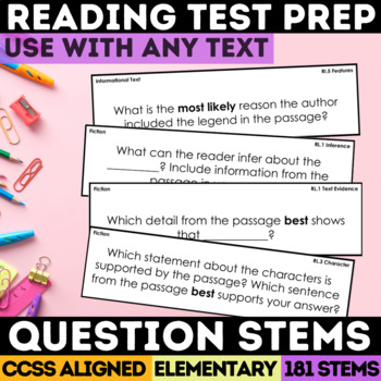 Preview of Text Dependent Reading Comprehension Question Stems SBAC & CAASPP 3rd 4th 5th