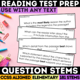 Text Dependent Reading Comprehension Question Stems SBAC &