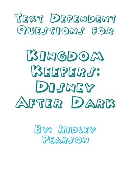 Preview of Text Dependent Questions for Kingdom Keepers: Disney After Dark