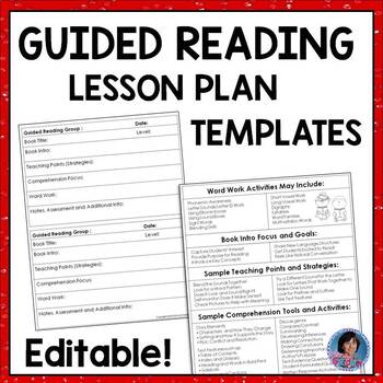 Preview of Guided Reading and Small Group Lesson Plan Templates {Editable}