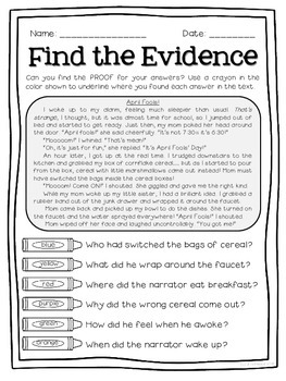 Text Detectives- Find the Text Evidence! April Edition by Luckeyfrog