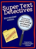 Text Detectives- Find the Text Evidence! November Edition