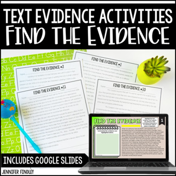 Text Evidence Activities | Find the Evidence Printables by Jennifer Findley