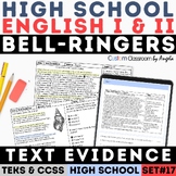 STAAR Finding Text Evidence Worksheets Bell Ringers Multip